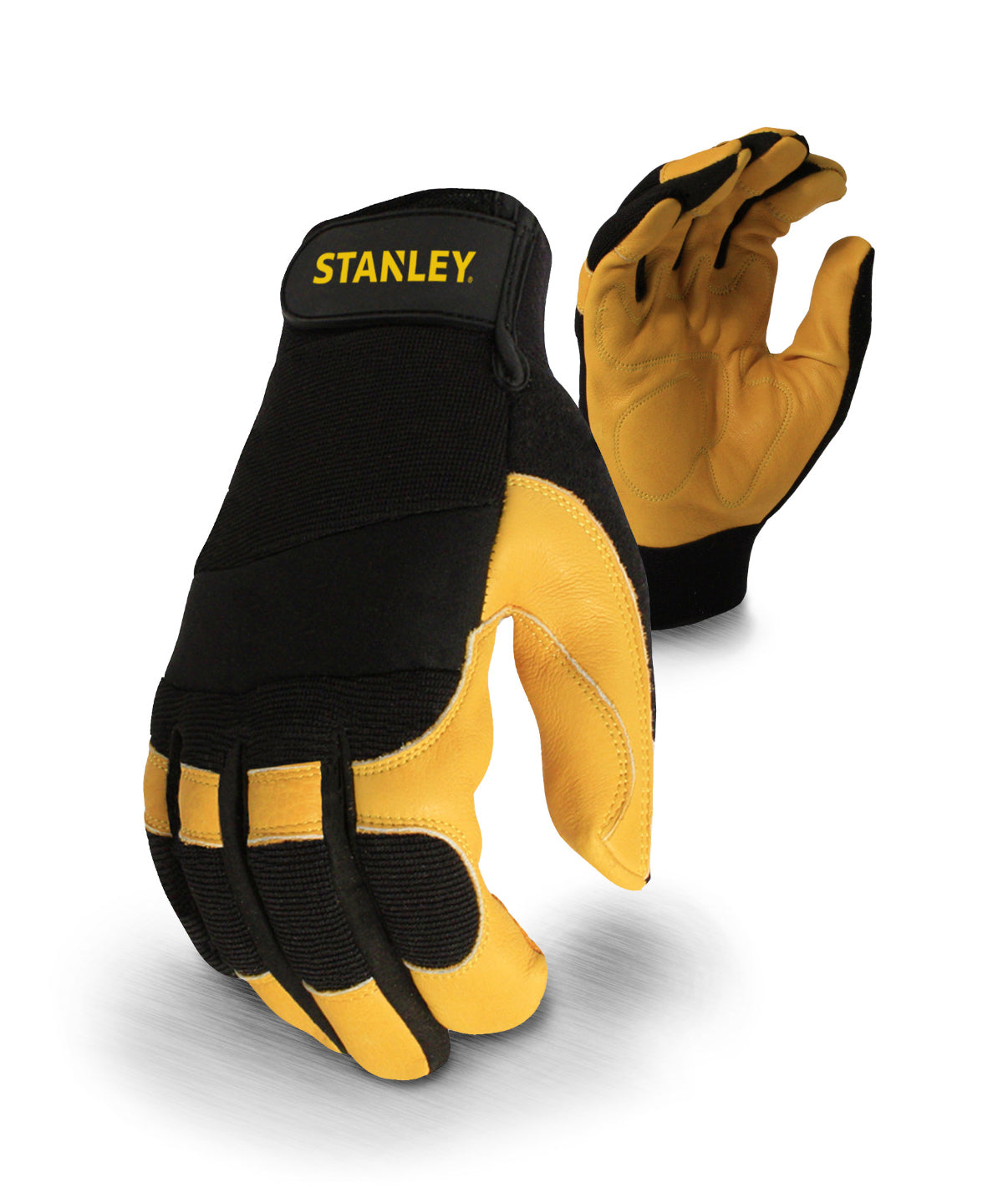 Guantes hbridos de cuero de alto rendimiento Stanley | Negro/Amarillo