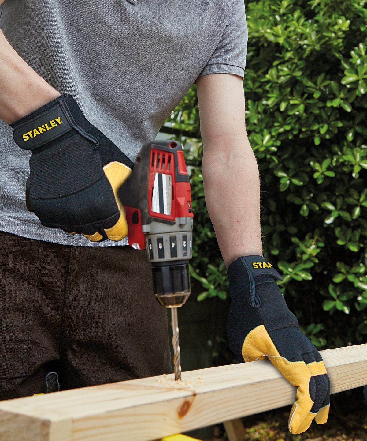 Guantes hbridos de cuero de alto rendimiento Stanley | Negro/Amarillo