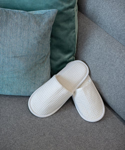 Zapatillas de casa tipo babucha de gofre | Blanco