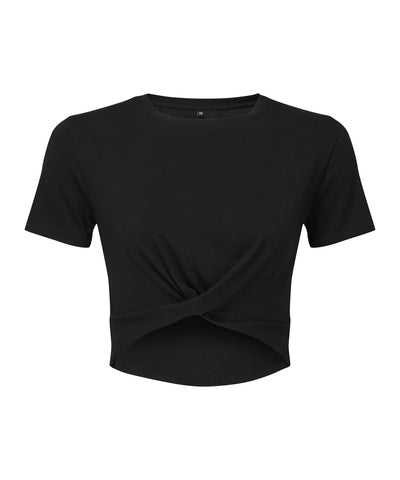 Top corto twist TriDri® para mujer | Negro