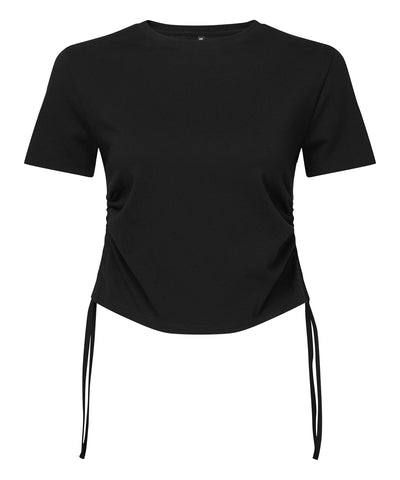 Top corto fruncido TriDri® para mujer | Negro