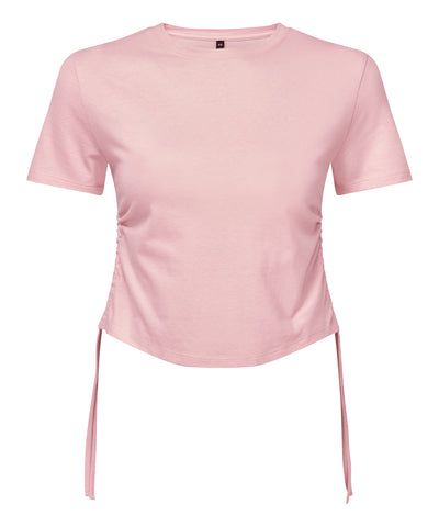 Top corto fruncido TriDri® para mujer | Rosa Claro