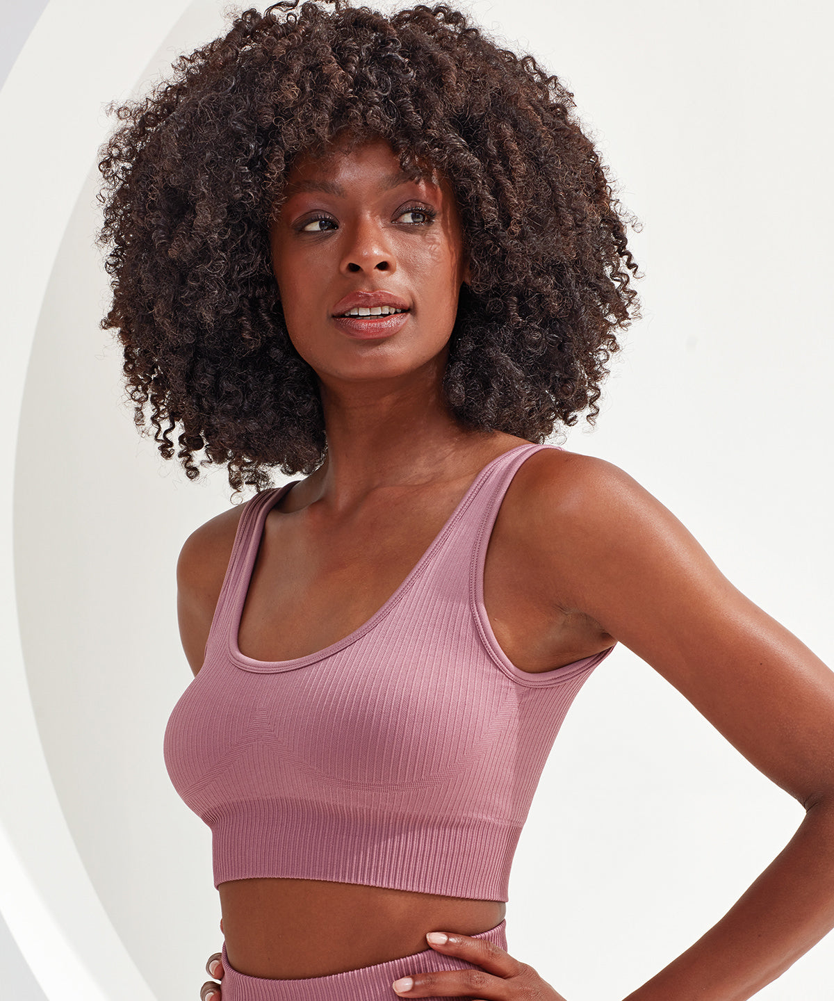 Nahtloser gerippter TriDri® 3D Fit Multi-Sport-Sport-BH für Damen | Schwarzmeliert