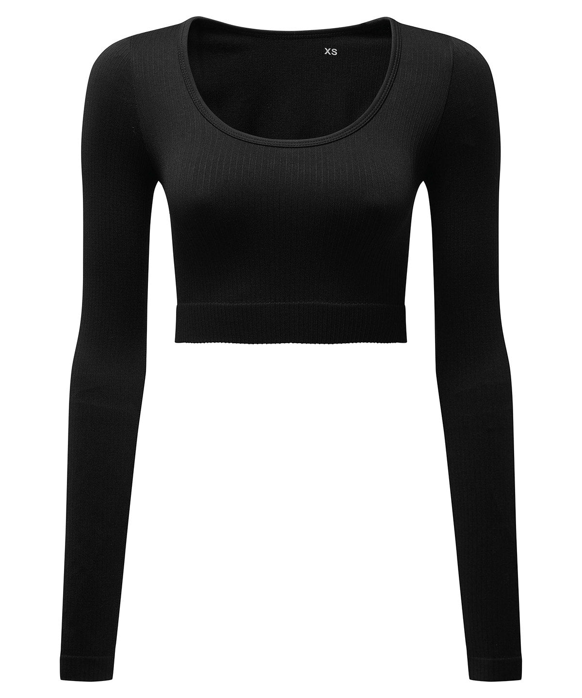Top corto de ajuste 3D sin costuras con costillas TriDri® para mujer | Negro