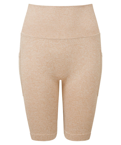 Nahtlose gerippte TriDri® 3D-Fit-Radlershorts für Damen | Nude Melange