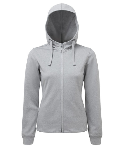 Sudadera con capucha completa con cremallera teida en hilo para mujer TriDri® | Gris Jaspeado - Gris Moteado