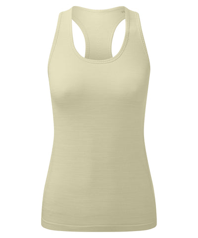 Chaleco deportivo elstico sin costuras TriDri® para mujer con ajuste 3D reciclado | Verde Salvia Jaspeado