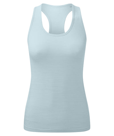 Chaleco deportivo elstico sin costuras TriDri® para mujer con ajuste 3D reciclado | Melange Azul Cielo