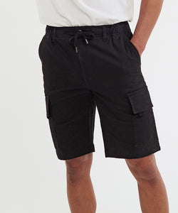 Pantalones cortos de carga con cordón para hombre | Negro