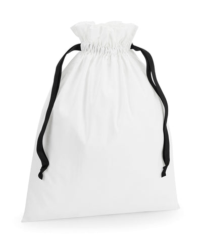 Bolsa de regalo de algodón con cordón de lazo | Blanco Suave/Negro