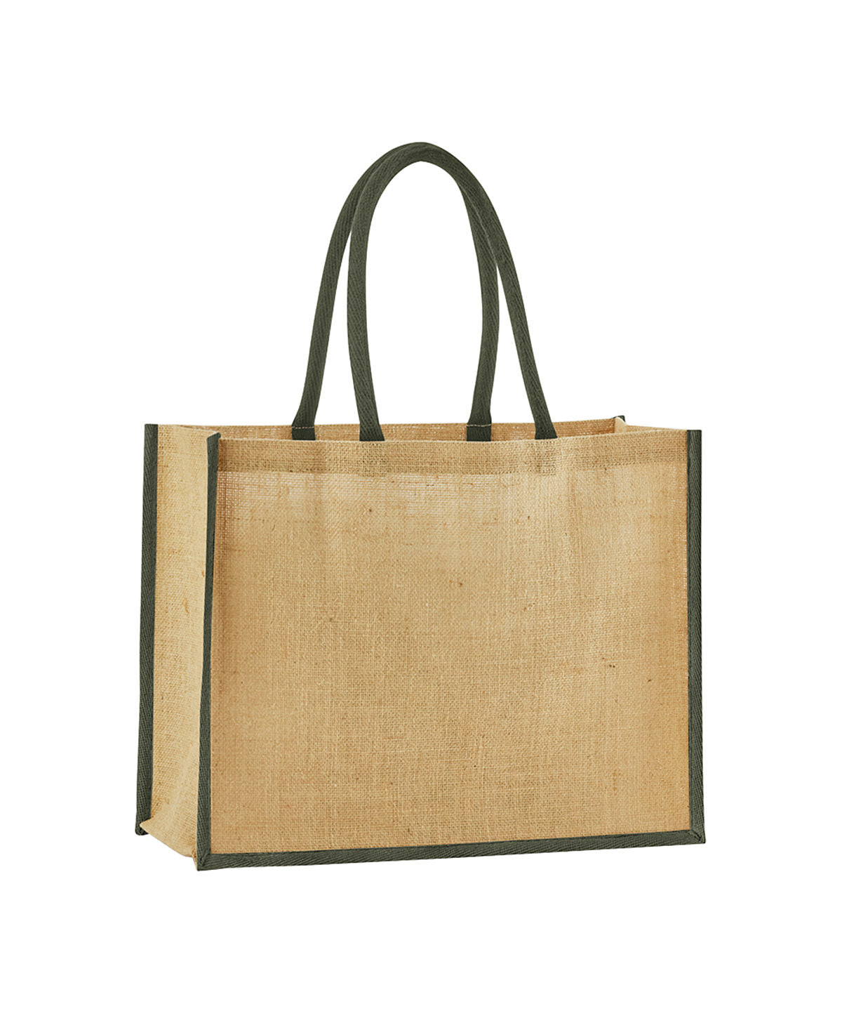 Klassischer Shopper aus gestärkter Naturjute | Naturgrün/Olivgrün