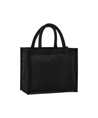 Bolso de yute natural almidonado midi | Negro/Negro