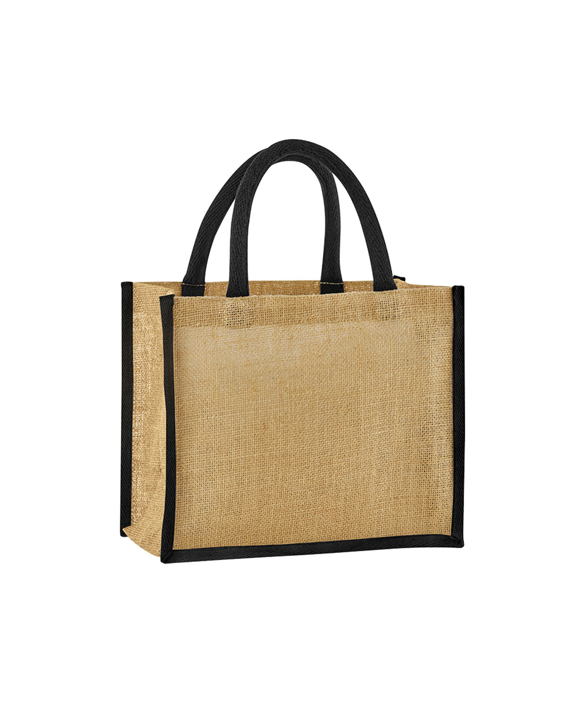 Bolso de yute natural almidonado midi | Natural/Negro