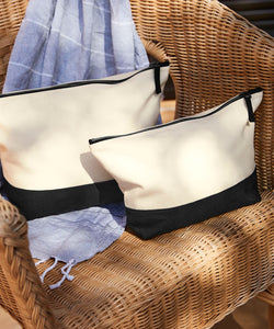 Bolso de accesorios de lienzo con base sumergida | Natural/Negro