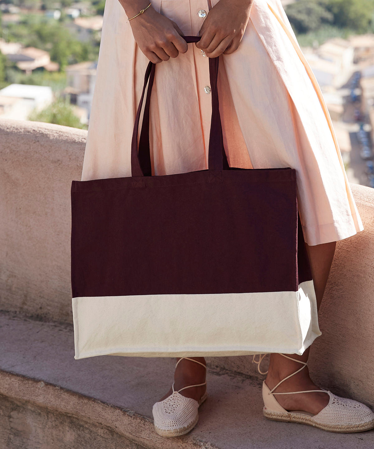 EarthAware® bolso shopper orgánico a contraste | Negro/Natural