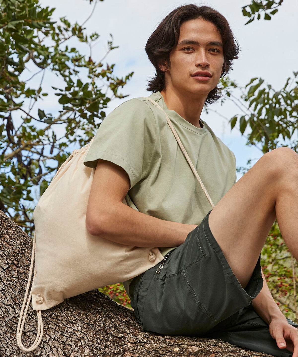 Saco de gimnasia de algodón reciclado | Natural