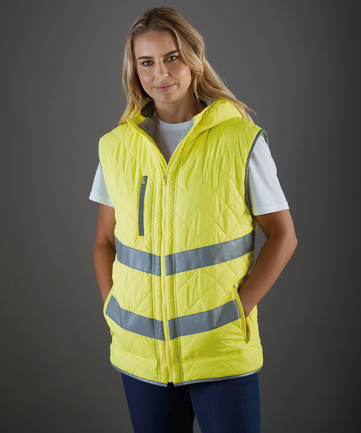 Chaleco con capucha Hi-vis Kensington (HV007) | Amarillo Claro