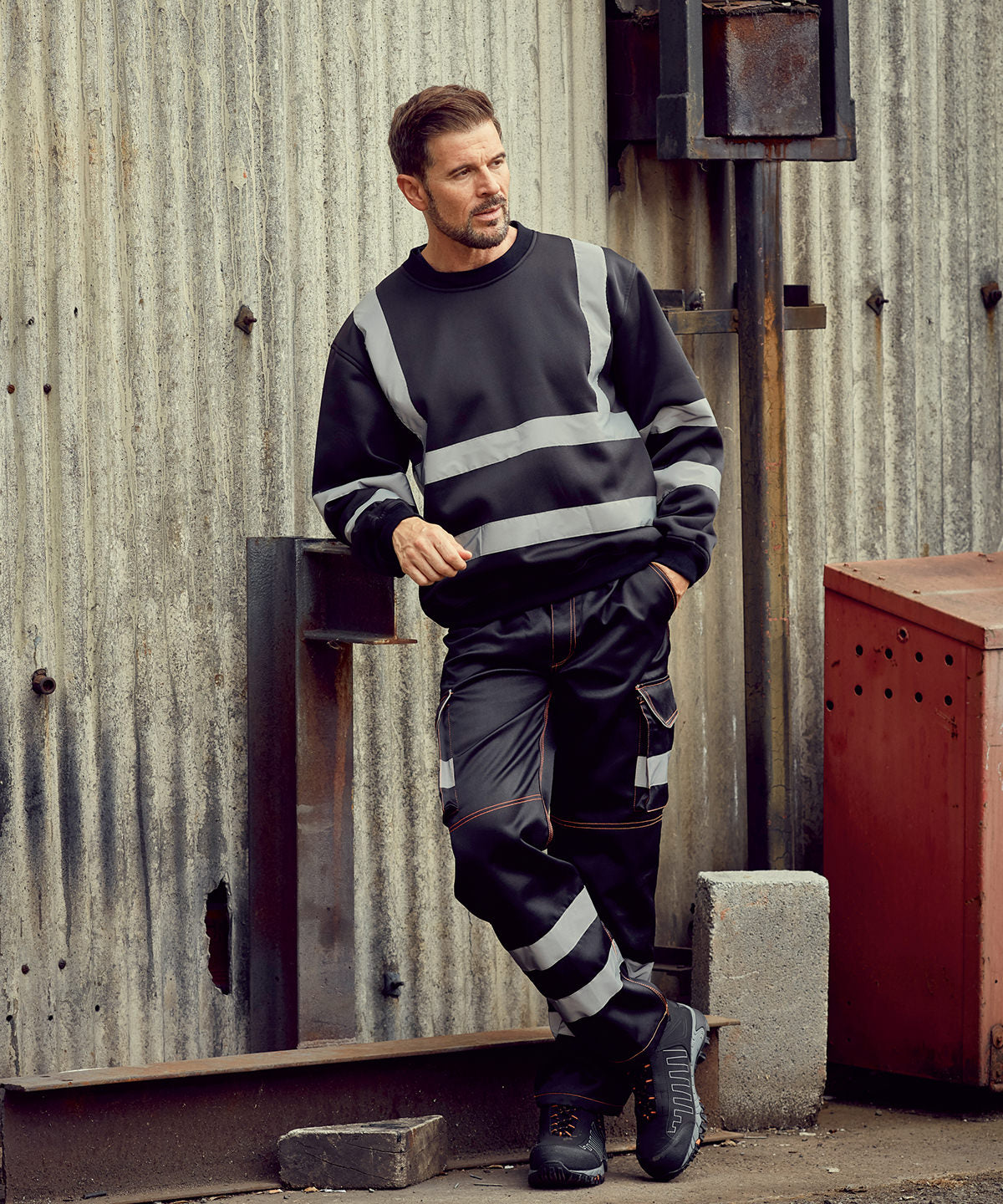 Sudadera de alta visibilidad (HVJ510) | Naranja/Marino