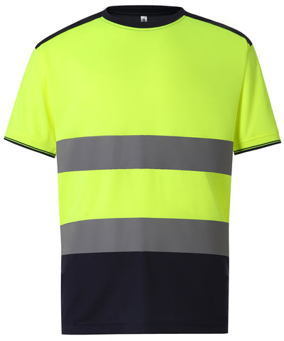 Camiseta de dos tonos de alta visibilidad (HVJ400) | Amarillo/Marino