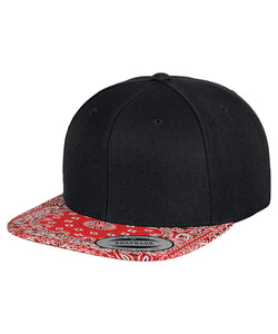 Gorra snapback de moda con estampado (6089DESIGNER) | Negro/Rojo Floral
