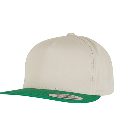 Gorra snapback classique de 5 panneaux (6007) | Beige/Vert