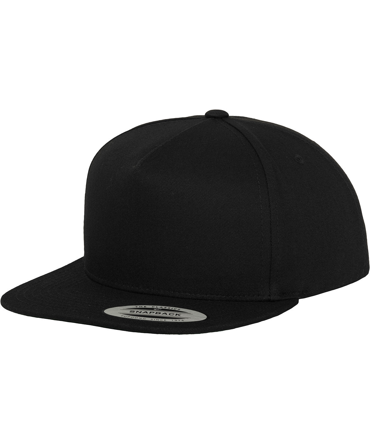 Klassische 5-Panel Snapback-Kappe (6007) | Schwarz/Schwarz