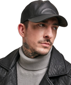 Camionero de cuero | Negro/Negro