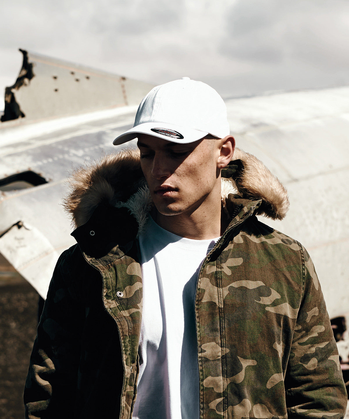 Gorra de algodn Flexfit twill para pap (6745) | Blanco