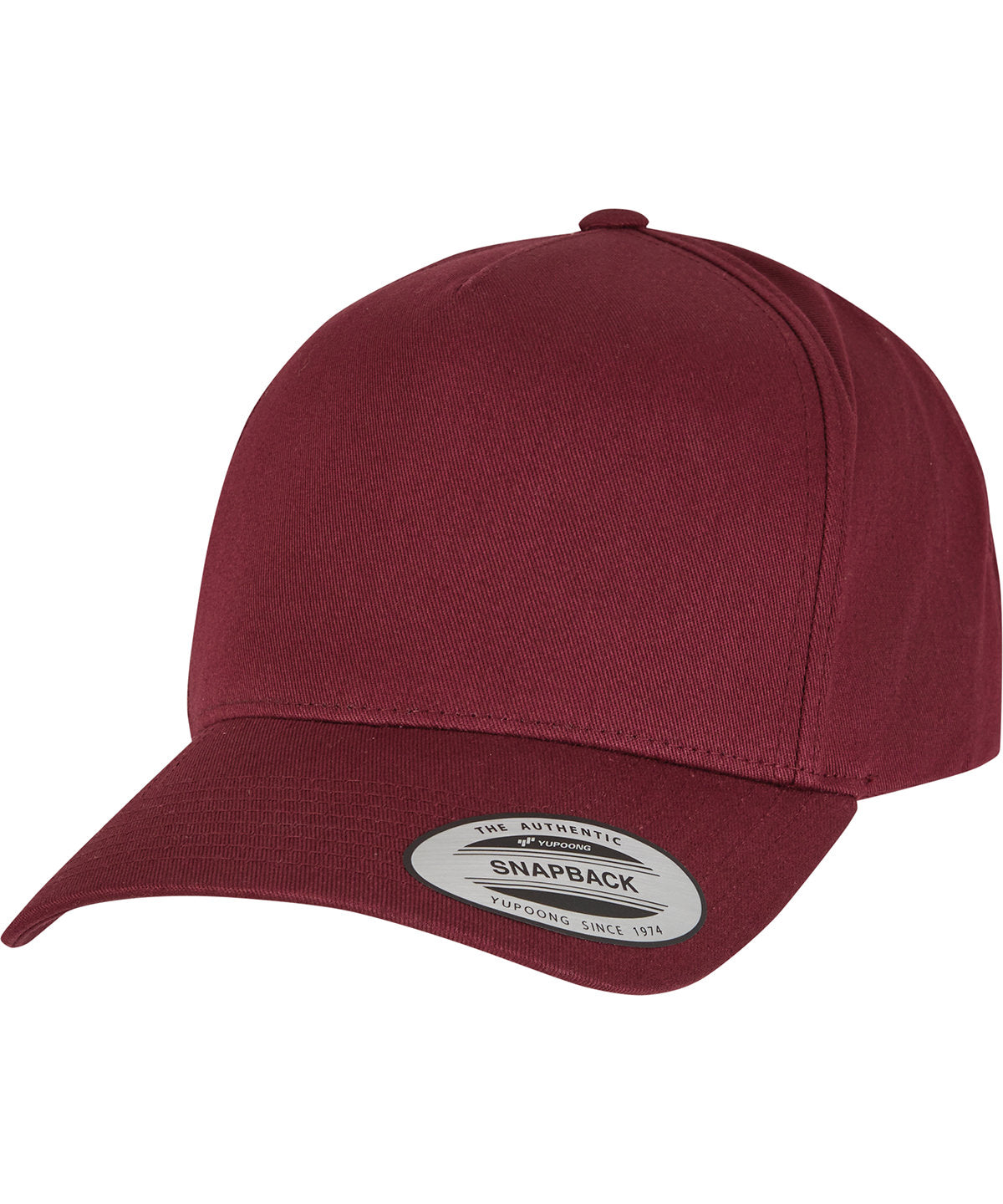 Klassische 5-Panel Curved Snapback Cap (7707) | Granatrot
