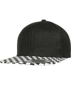 Gorra snapback de tablero de ajedrez (6089CB) | Negro/Blanco