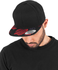 Gorra snapback de rosas (6089R) | Negro/Rojo