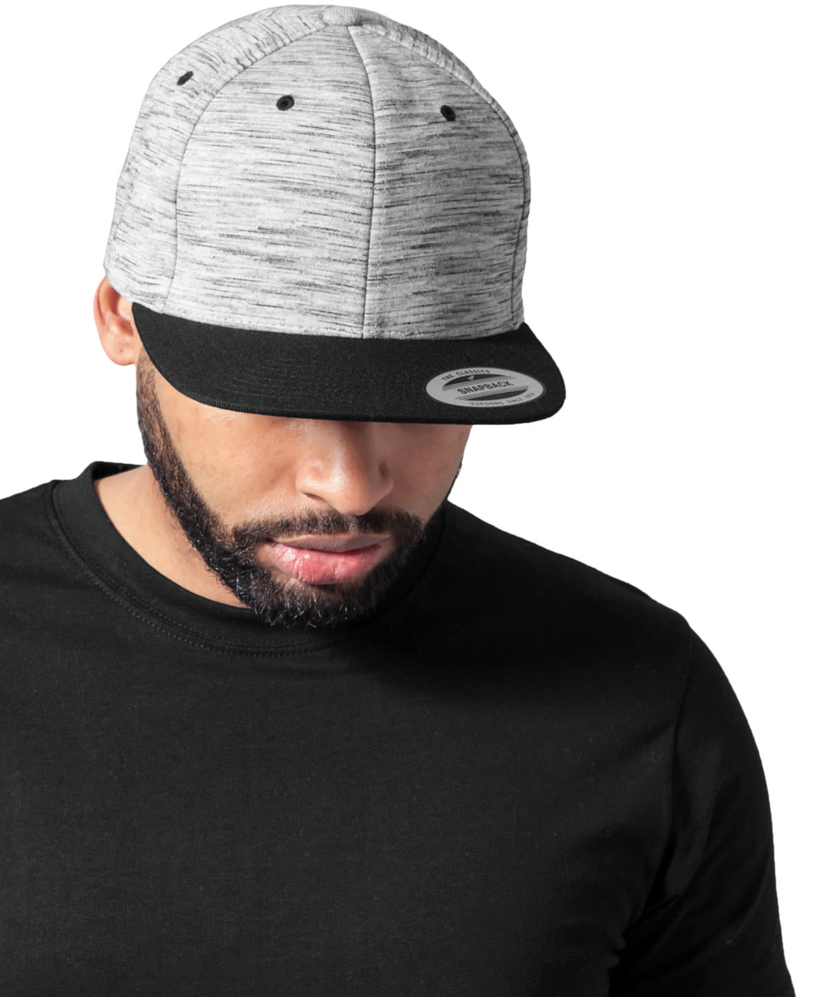 Gorra snapback de rayas mélange (6089SC) | Nègre/Gris