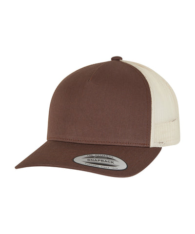 Retro 5-Panel 2-Tone Trucker Cap (6506T) | Beige