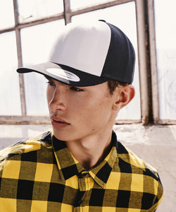 Camionero retro con panel frontal de colores (6606CF) | Negro/Blanco/Negro