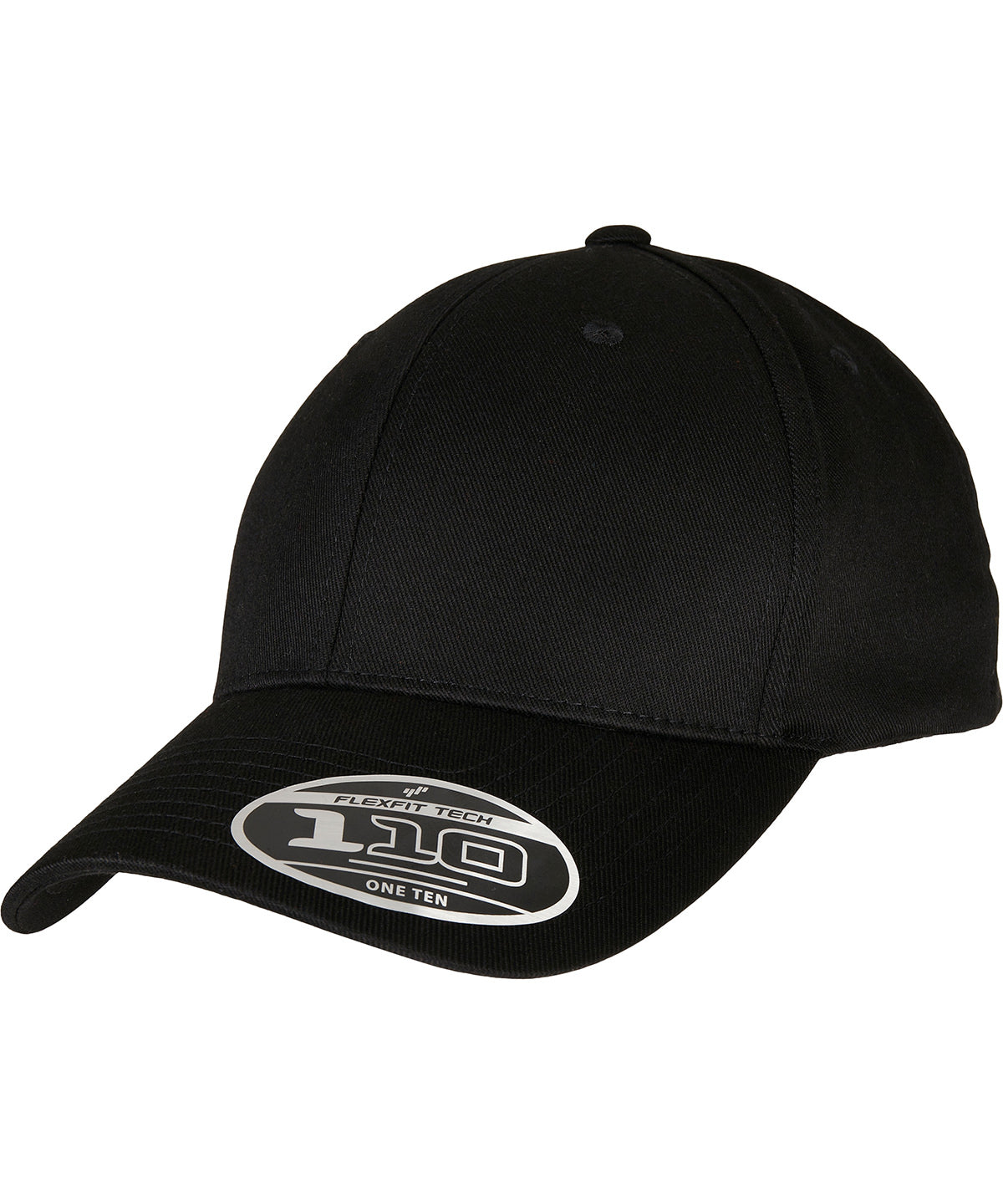Flexfit 110 Curved Brim Snapback Cap | Schwarz