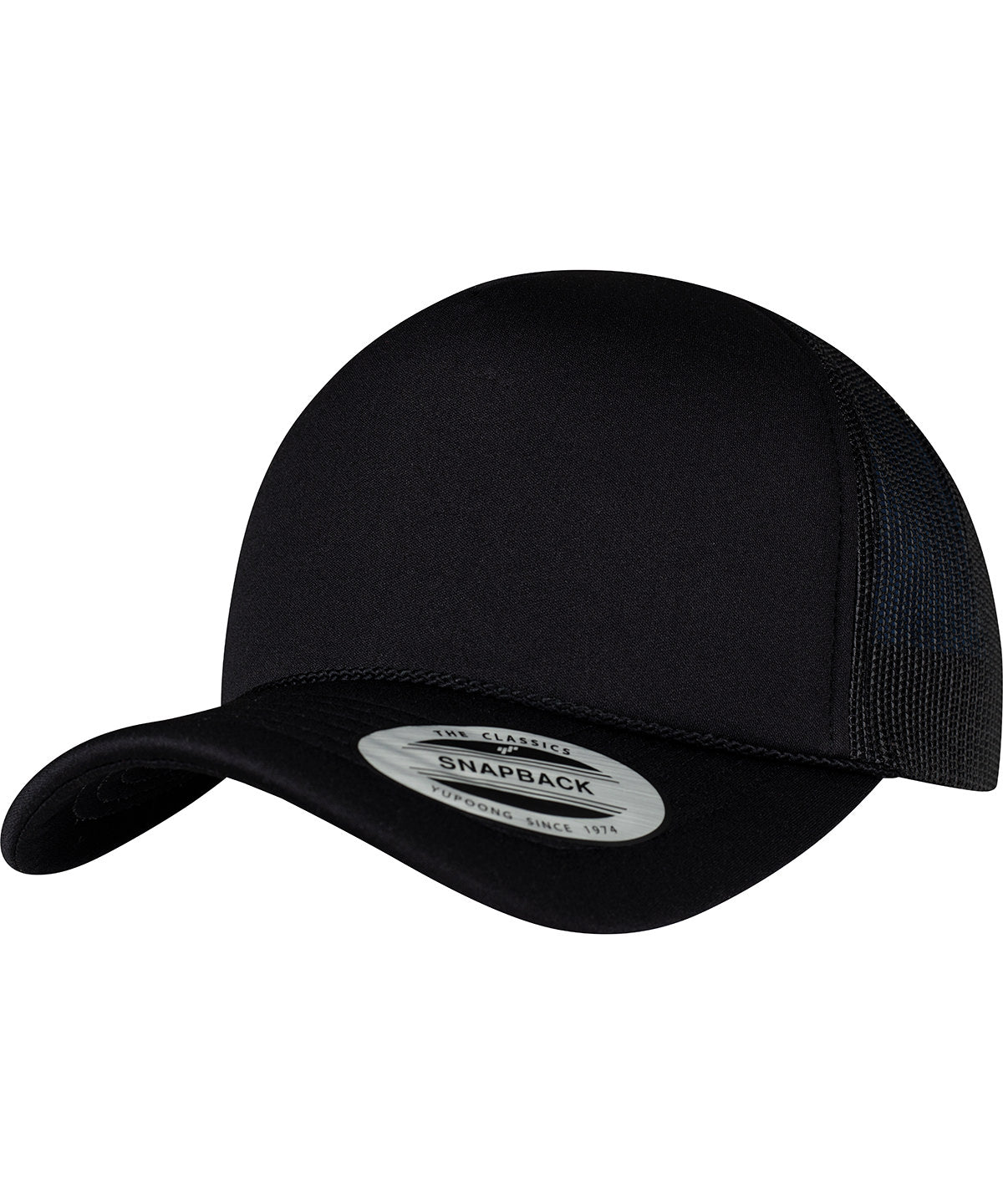 Gorra de camionero de espuma con visera curvada (6005FC) | Negro/Negro/Negro