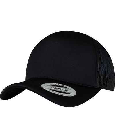 Gorra de camionero de espuma con visera curvada (6005FC) | Negro/Negro/Negro