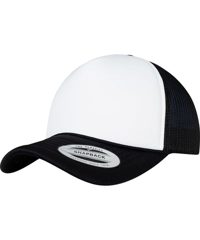Gorra de camionero de espuma con visera curvada (6005FC) | Negro/Blanco/Negro