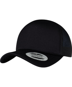 Gorra de camionero de espuma con visera curvada (6005FC) | Negro/Blanco/Negro
