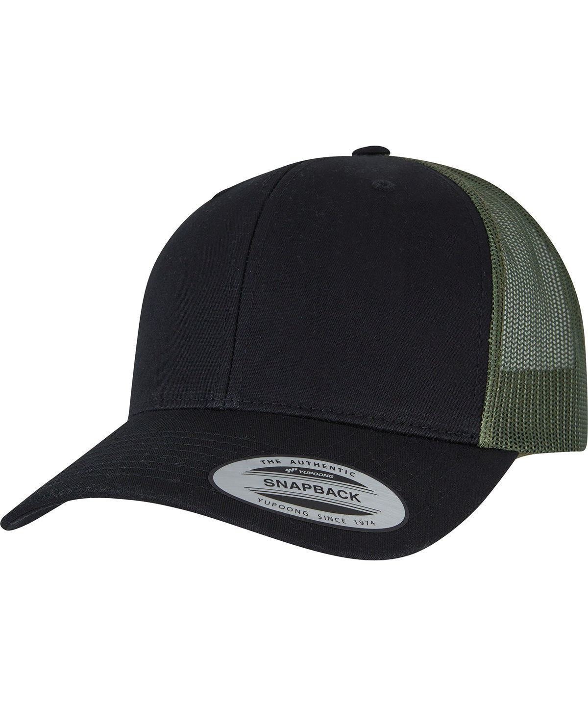 Gorra retro trucker de 2 tonos (6606T) | Negro/Caqui