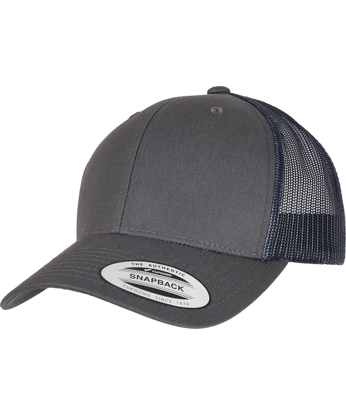 Gorra retro trucker de 2 tons (6606T) | Gris Oscuro/Marino