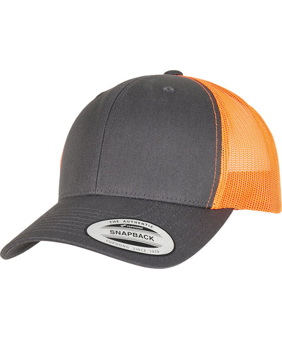 Gorra retro trucker de 2 tons (6606T) | Gris Oscuro/Naranja Nen