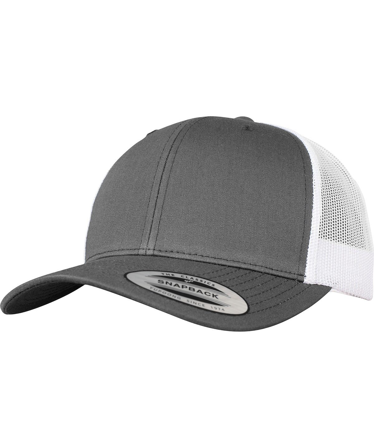 Gorra retro trucker de 2 tons (6606T) | Gris Oscuro/Blanco