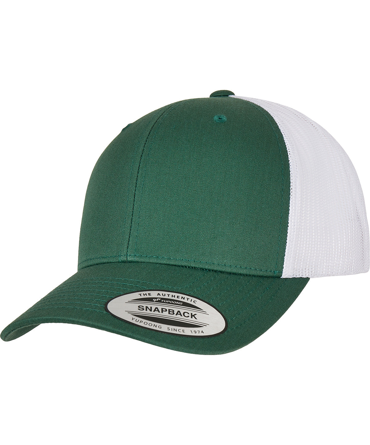 Gorra retro trucker de 2 tons (6606T) | Vert Oscuro/Blanco