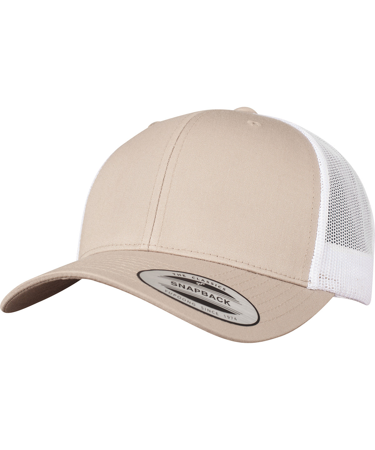 Gorra retro trucker de 2 tons (6606T) | Caqui/Blanco
