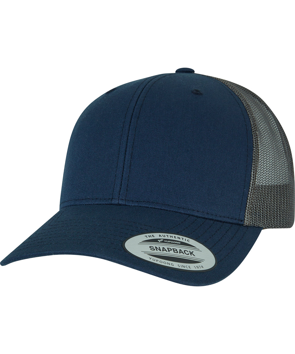 Gorra retro trucker de 2 tons (6606T) | Azul Marino/Marrn Grisceo