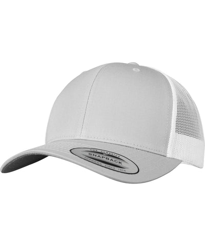 Gorra retro trucker de 2 tons (6606T) | Plata/Blanco