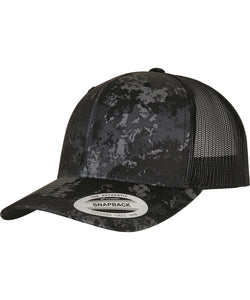 Gorra de camionero retro YP Classics® Veil Camo (6606VC) | Poseidon Black