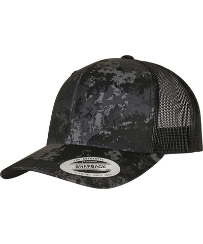 Gorra de camionero retro YP Classics® Veil Camo (6606VC) | Poseidon Black